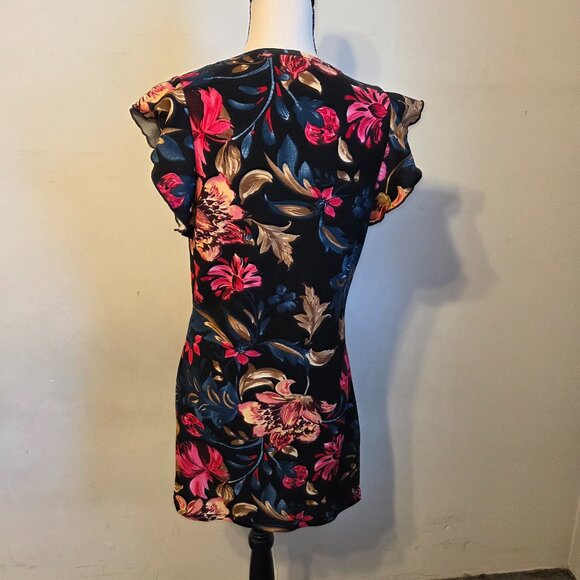 Shein XL Black Multi Colored Dress w/Ruffle Sleeves. - Picture 5 of 6